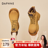 达芙妮（DAPHNE）大黄蜂马丁靴女英伦风休闲短靴大黄靴厚底加绒2023冬季 黄色 跟高4.3cm 35 标准码