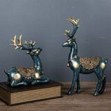 鸿日光辉创意鹿摆件酒柜装饰品家居客厅电视柜玄关小摆设树脂工艺品 家居鹿一对