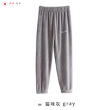 蒲恋男士睡裤长裤【男女同款】珊瑚绒睡裤冬季保暖大码宽松长裤女士男 深灰色 单件裤子 3XL【120-140斤】