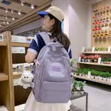 瑞潮（RUICHAO）反光书包女初中生高中生百搭印花小熊2026新款大学生电脑背包潮 紫色【布袋熊】