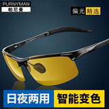 帕尼曼变色日夜两用偏光太阳眼镜男士墨镜夹片开车驾驶钓鱼夜视防强远光 【夜视镜】枪框黄变茶片