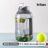 乐扣乐扣（LOCK&LOCK）健身顿吨桶运动水壶大容量户外男女便携运动水壶塑料吸管杯太空杯 灰色【健乐款】 2200ml