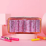 跟我来folgemir女孩笔袋蝴蝶结文具盒大容量小学生铅笔盒闪粉女孩首饰收纳盒