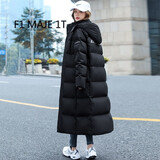 F1MAJE1T高端设计师品牌羽绒服女加厚过膝长款冬季新款超厚高档白鸭绒外套 黑色 女 9988 M 【建议体重115-130斤】