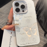 梵皓伊 ins高级感银色蝴蝶适用苹果15手机壳全包防摔iphone14promax保护套镂空镜头13pro/16硬女轻奢新款 银底tpu-镂空蝴蝶 iPhone 16pro