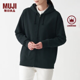 无印良品（MUJI）男女通用 紧密编织 毛圈棉 拉链连帽衫 男式女式无性别 ABI05A1A 黑色 XXS-XS (150/72A)