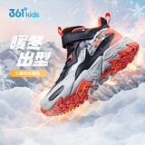 361°儿童棉鞋25冬男女童3-14岁加绒保暖革面户外运动鞋 黑40
