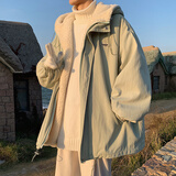 魄克羊羔绒外套男士冬季新款棉衣潮流炸街痞帅宽松情侣连帽羊羔毛棉服 WT5214-绿色（外套） XL 【推荐130-145斤】