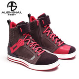 外星蜗牛摩托车骑行鞋男四季防滑透气通勤机车骑士靴子摩旅休闲高帮鞋子女 粉紫色 39