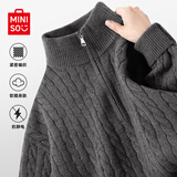 名创优品（MINISO）毛衣男款春秋半拉链立领外穿针织上衣外套男士高级感纯色针织衫潮 【半拉链绞花套头衫】深灰色(纯色) XL 180 (体重140-160斤)