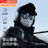 爱唯思 IWAYS户外徒步登山墨镜男女公路车防风沙登山爬雪山护目镜防外线太阳镜 黑框水银膜【防紫外线 防眩光】