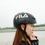 斐乐FILA头盔专业滑板成人儿童安全帽通用自行车安全头盔 黑色 M码