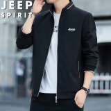 JEEP SPIRIT吉普夹克男春秋季外套纯色立领商务百搭宽松休闲服 黑色 2XL