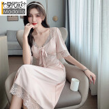 莫代尔女士睡衣女仿真丝性感睡裙夏季薄款冰丝家居服套头蕾丝边长裙