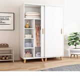 栩苏尔【现货闪发】  衣柜北欧推拉门衣柜经济型榉木腿卧室两门小衣柜 实木板材生态板（暖白色） 两门长140高190深50cm