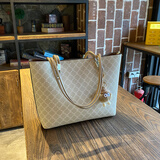 IT MANCLACYK轻奢真皮女士单肩大包包2025韩版春夏新款时尚百搭大容量托特包潮 米白色（精美礼盒套装） 大包