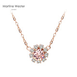瑪汀薇思（Martine Wester）英国水晶项链女时尚简约网红吊坠浅玫红梦露花朵施华洛生日礼物 浅玫红