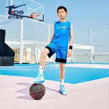 鸿星尔克（ERKE）男童中大童训练服套装儿童运动篮球无袖套装浮潜蓝130