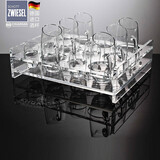 肖特圣维莎（SCHOTT ZWIESEL）德国进口无铅水晶白酒杯 小酒杯套装 德国制造白酒杯分酒器 75ml酒杯x6+川三酒器x6+杯架