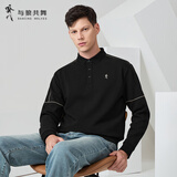 与狼共舞【明线设计】秋冬时尚人标刺绣百搭男士卫衣 001黑色 180 