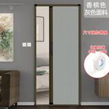 元族蜂巢隔断门厨房卫生间浴室折叠门铝合金低轨免打孔简易平移推拉门 香槟色边框+灰色门帘