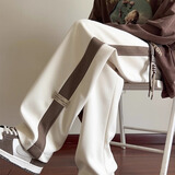 NASA BASE休闲裤子男秋冬季新款美式加绒直筒裤男青年宽松阔腿运动长裤子男 杏色（百分之90顾客选择） XL （建议120-150斤）