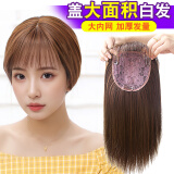 蔓茵 假发女补发片发真发中老年假发碎刘海隐形无痕透气遮白发补发块 碎刘海/厚款/ 仿真发/38cm 自然黑