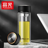 富光 玻璃杯水杯男双层泡茶杯隔热便携过滤带盖女随手透明杯子定制 1627 双层黑色 500ml