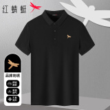 红蜻蜓（RED DRAGONFLY）短袖t恤男休闲时尚简约品牌版绣舒适透气polo男上衣 黑色B L