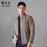 雅戈尔（YOUNGOR）单行政夹克男立领单茄克锦纶耐穿舒适透气男士上衣外套 VJJK409947YQA卡其 XL 180/100A