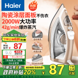 海尔（Haier）电熨斗蒸汽挂烫机2000W陶瓷涂层垂直便捷熨烫机电烫斗家用衣物护理烫衣服手持迷你HY-Y2028G