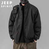 JEEP SPIRIT吉普棉服男秋冬韩版棉衣男保暖外套男士棉袄男装 黑色 3XL 