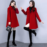 穆夏百合毛呢外套女中长款2025年秋冬季新款女装显瘦风衣小个子呢子大衣女 深巴红 M