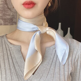 吻过 韩版百搭丝巾女小方巾空姐职业时尚领巾夏季防晒围巾纯色纱巾女士70CM小方巾丝巾领巾围巾 70cm平板方巾淡蓝色 70CM方巾