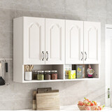 博翼 厨房吊柜 壁柜挂柜客厅储物柜墙柜墙壁装饰柜防水阳台浴室收纳柜 颗粒板白柜+欧白门 双门无底柜长60宽32高60【包上楼包安装】