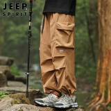 JEEP SPIRIT吉普休闲裤男春夏季多口袋冲锋裤子男宽松工装男裤 卡其 2XL