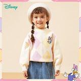 迪士尼宝宝（Disney Baby）迪士尼童装儿童针织衫时尚米奇米妮圆领毛衣纯棉 白色黛丝ZD3CS026 90cm