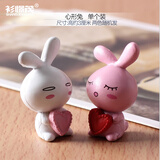 微景观摆件 园艺多肉植物花盆迷你DIY装饰生日蛋糕仿真动物人物卡通创意花园花盆迷你工 心形兔 /单个 随机