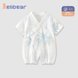颗粒熊（KELIXIONG）新款婴儿衣服夏季薄款男女宝宝短袖连体衣新生儿空调服无骨和尚服 探索丛林 66cm 66码(适合3-6月)