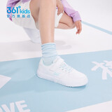 361°儿童板鞋男童六一小白鞋轻便魔术贴耐磨底女童滑板鞋小童板鞋男女 【四季款】361度白/冰雪绿色 35