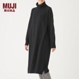 无印良品（MUJI）女式  天竺 高领连衣裙 女装长袖裙子冬季 W9AA875 黑色 M-L （165/88A）