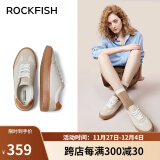 Rockfish复古德训鞋女2024年秋季运动板鞋原版平底女鞋休闲单鞋女款 米白色皮面 37