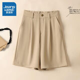 真维斯（Jeanswest）西装短裤女装夏季新款休闲风外穿高腰宽松五分裤子小个子女生裤装 卡其 纯色 XL