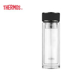 膳魔师（THERMOS）双层玻璃杯商务办公高档水杯男士泡茶杯车载水杯茶水分离节日礼物 TCJGA-400-D-BK短茶隔