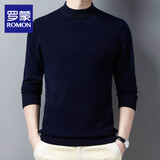 罗蒙羊毛衫男士冬季纯羊毛加厚保暖毛衣打底针织外套男装RMI1藏青XL