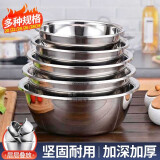 枍诣堂不锈钢盆子套装加厚洗菜盆厨房沥水篮漏汤盆多功能漏盆圆形和面盆 五个实盆（20-22-24-26-28cm）