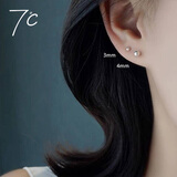 七度（SEVEN DEGREE）圆球银耳钉养耳小豆豆手工亮面圆珠迷你小巧睡觉免摘耳棒韩版耳饰 圆珠直径3mm【2对】