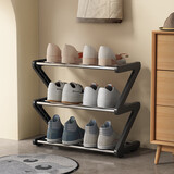 安尔雅简易鞋架多层家用门口创意Z型鞋架子多层防尘鞋柜 钢管款3层小号