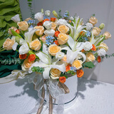 冉子花坊鲜花速递同城配送向日葵混搭抱抱桶玫瑰送女友爱人生日礼物真鲜花 百事合意