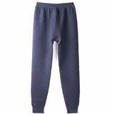 fons 男士保暖裤三层加厚夹棉中老年人秋裤高腰全棉打底棉毛线裤宽松内穿纯棉裤衬裤家居裤秋冬 青灰 3XL